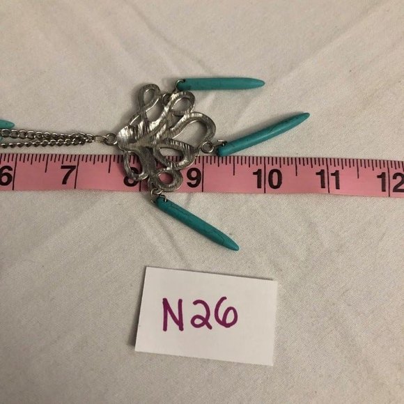 Kraken Octopus Silver & Turquoise Pendant Necklace - Picture 3 of 4